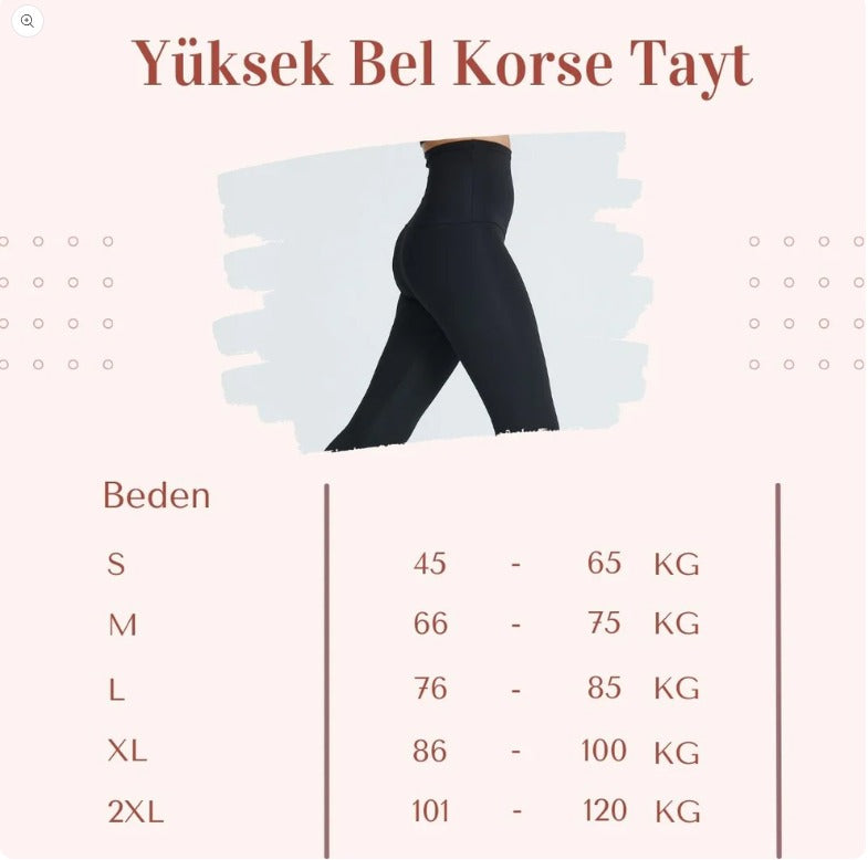 Siyah Yüksek Bel Sıkılaştırıcı Toparlayıcı Korse Tayt